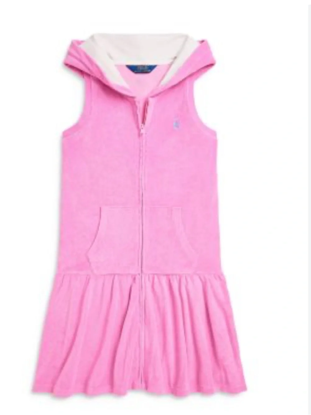 NWT Polo Ralph Lauren Girls Pink‎ Hooded Terry Cover-Up Dress Beach Vacation